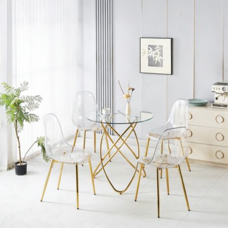 1+4 pour 5 pièces ensemble de repas 1 table + 4 chaises OR (1/5)