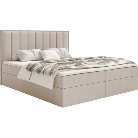 Selsey Togents – Boxspringbett 180x200 mit Stauraum und Topper, hydrophobe Chenille, beige (1/5)