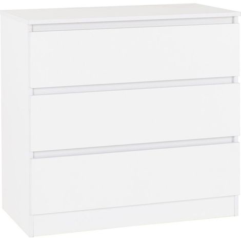 Malvern 3 Drawer Chest - L40 x W80 x H77 cm - White (1/6)