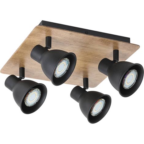 Plafonnier spot métal hêtre/noir GU10 4x Rabalux 5905 (1/5)