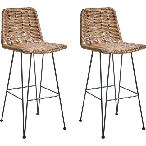 Set mit 2 Barstühlen CASSITA Rattan Braun