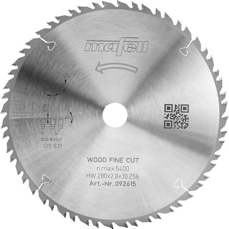 MAFELL Lame scie circulaire bois Fin Ø280x2,8x30mm 56-8D KSB-WF280 GT - 092615 (1/3)
