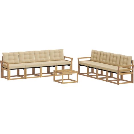 Outdoor-Sofagarnitur 9 stk. 8-Sitzer Weiß und Beige vidaXL (1/5)
