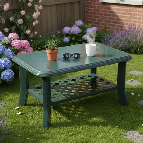 Dmora Table basse avec porte-revues, Made in Italy, couleur verte, Dimensions 90 x 46 x 60 cm (1/3)
