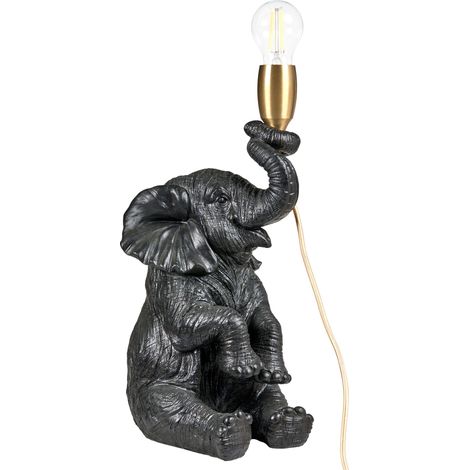 Lampada da tavolo a tema animale elefante Nero Fortuna