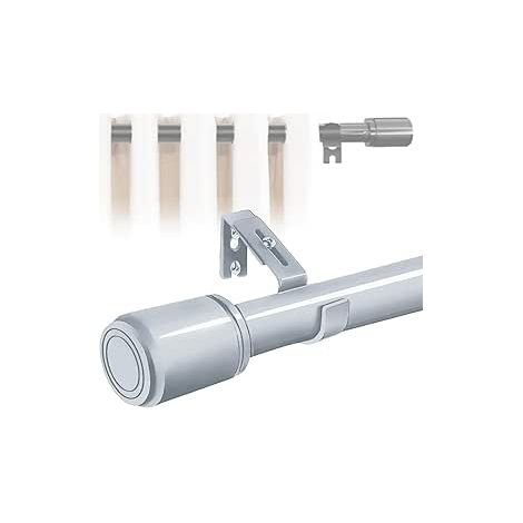 Asta per tende regolabile con tappo terminale per camera da letto o soggiorno, 180-260 cm, colore argento.