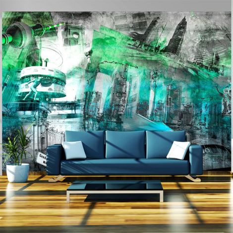 Papier Peint "Berlin Collage Vert" 210 x 300 cm (1/2)