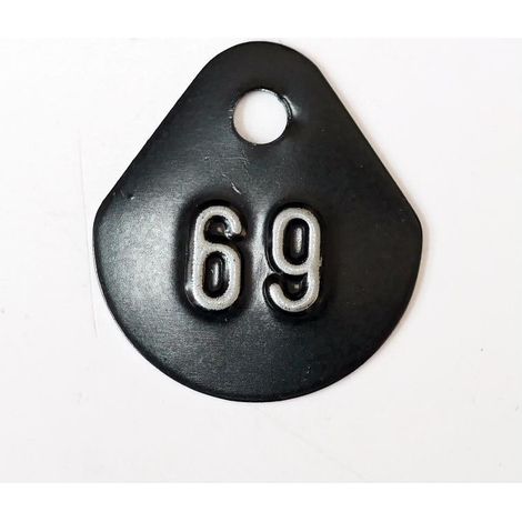 Chiffre goutte d'eau fond noir (à l'unité) estampé "69" en relief blanc hauteur d'écriture 11mm DERANCOURT