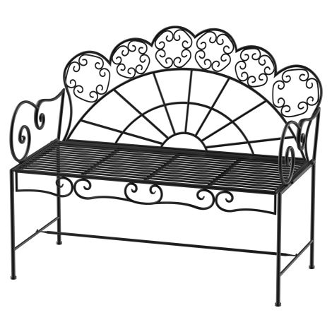 Banc de jardin 2 places noir 107 x 55,5 x 90,5 cm en métal, robuste, antirouille et résistant aux intempéries, pour jardin, balcon et parc – 1 pièce, livraison sur place (1/5)