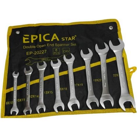 TRADE SHOP - Set Serie Da 8 Pezzi Chiavi Fisse 8-24 Mm A Forchetta Doppie Crome Vanadium - (1/5)