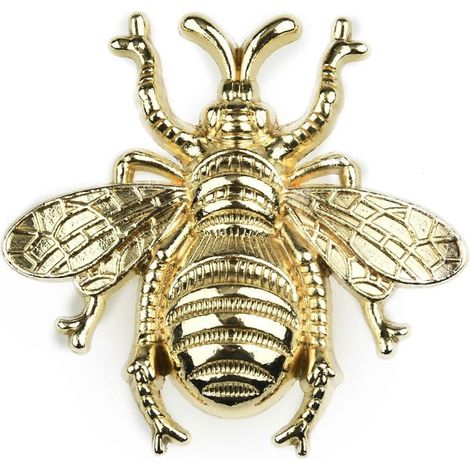Poignées de porte décoratives laiton massif abeille, monotrou doré, pour meubles cuisine placards tiroirs armoires (1/5)
