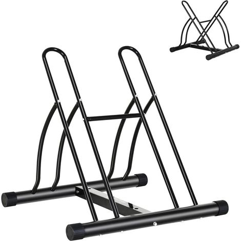 Support mural 2 vélos modulable, rack vélo noir en acier époxy, dimensions 54x60x57 cm, porte-vélos réglable pour garage (1/5)