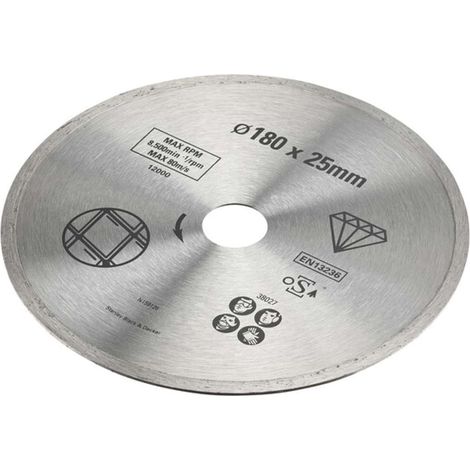 Stanley - Disco de corte de diamante para azulejos, 180x25 mm STA38027-XJ (1/2)