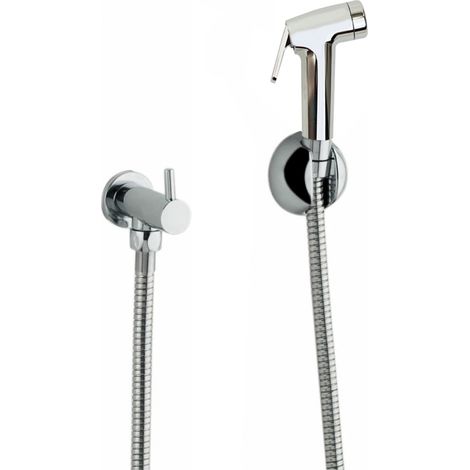 Grifo de Bidé con Llave de Paso Cromado 1 Agua con Accesorios (1/3)