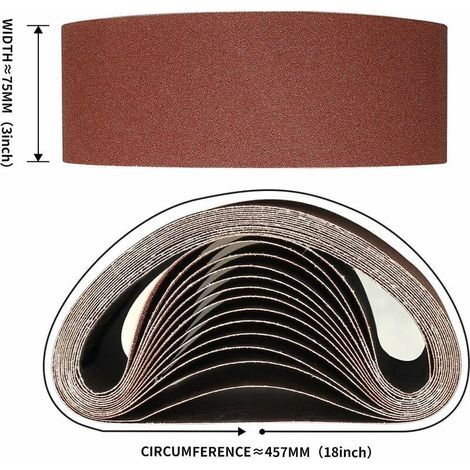 Bande Abrasive 75X457 mm- Grains 1 X 40/60 & 2 X 80/120/180/240/320/400 Versailles Bande de Ponceuse pour le Ponçage, le Polissage et le Dépoussiérage, Idéale pour le Bois (14 Pièces) (1/3)