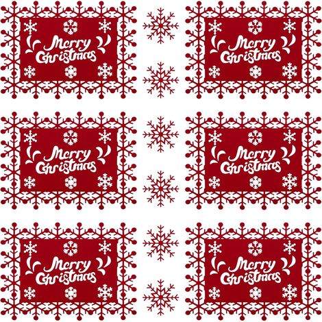 CSPARKV 12 Pack Christmas Placemats Felt Snowflake Pattern Table Coasters for Christmas Winter Holiday Party Table Decoration Red