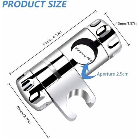 Support de douche, barre de douche murale réglable, support de pommeau de douche, 25 mm (1/4)