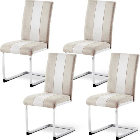 Sedia in similpelle e pelle, Sedia da pranzo sedia relax schienale in pelle sintetica, cucina e soggiorno, ufficio (Beige,4) (1/5)