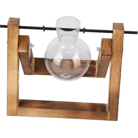 Vintage-Hydroponikvase aus Holz, transparent, moderner Designständer für Zimmerpflanzen, Wohnzimmerdekoration, Set mit einer Flasche. (1/5)