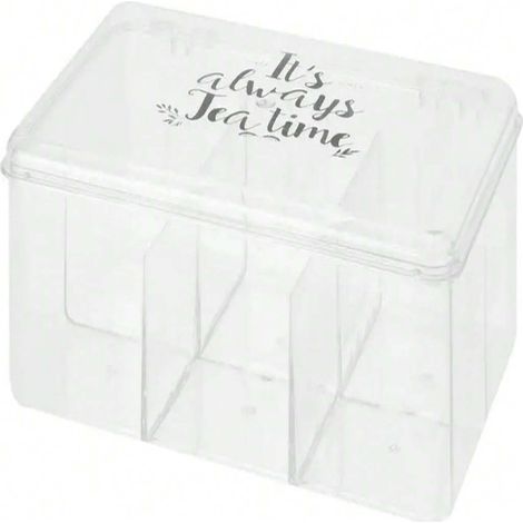 Boîte à thé transparente à 6 compartiments pour ranger sachets de thé, rangement pratique et élégant, idéale pour la cuisine ou le bureau. (1/2)