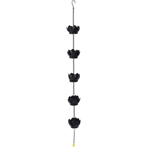 Chaîne de pluie décorative en métal fait main, résistante aux intempéries, pour descente de gouttière de patio, pergola ou terrasse. (1/5)