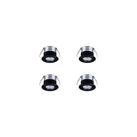 Lot de 4 spots LED encastrés miniatures (noirs), 3 W, blanc froid