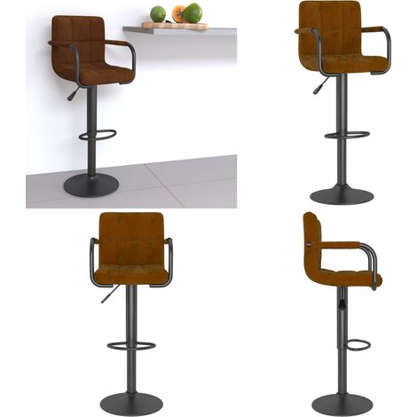 vidaXL Tabouret de bar Marron Velours (1/5)