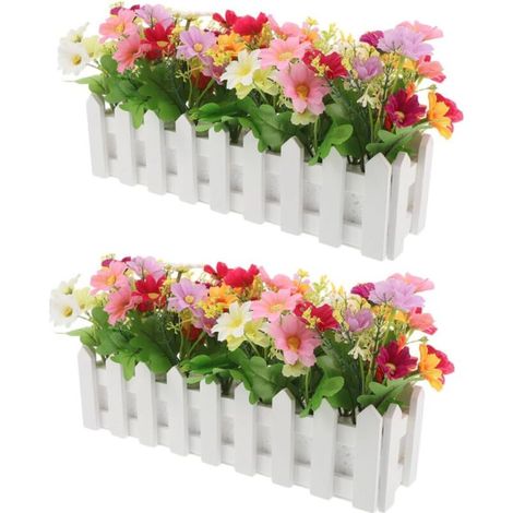 2 Pièces Fleurs Artificielles Pot Résistantes Aux Intempéries Décor Intérieur et Extérieur Lot de Plantes Fausses pour Mariage et Jardin (1/5)