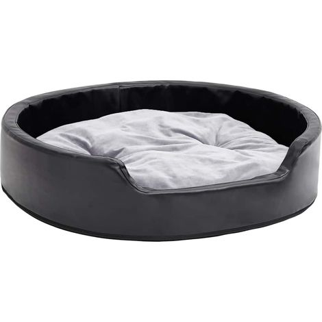 Panier Lit pour Chien et Chat Canapé Peluche et Similicuir Noir et Gris 79 x 70 x 19 cm (1/5)