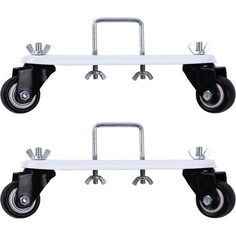 Lot de 2 supports de poulie mobiles pour radiateur rempli d'huile, base de cadre de chauffage électrique rotatif à 360° avec roues et frein, support en acier au carbone, roue silencieuse à (1/5)