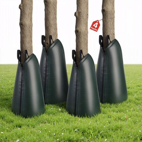 VEVOR Saco de Riego para Árboles 75,7 L, Paquete de 4 Piezas, Bolsa de Riego para Árboles con Cremallera, Liberación Lenta de 3 a 4 Horas, de Tejido PE Resistente a los Rayos UV, para Jardín Parque