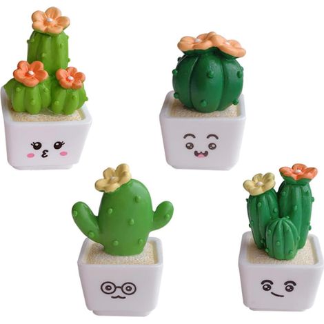 Artificial Succulent Plant Decoration in Resin, 4 Pieces, Miniature Cartoon Pots, Sturdy and Easy to Care For Indoor and Office Use (1/5)