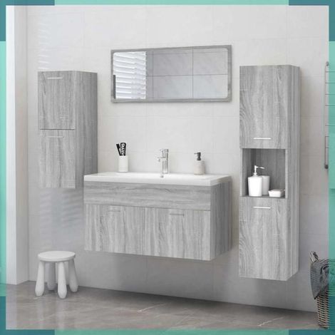 815640 Armoire de bain Sonoma gris 30x30x130 cm Bois d'ingénierie (1/5)