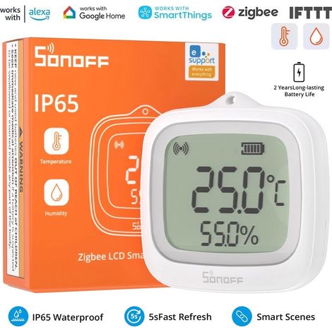 Sonoff SNZB-02WD Sensore di Temperatura e Umidità Smart Zigbee con LCD