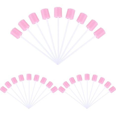 Lot de 100 Écouvillons en Mousse Jetables Bâtonnets Jetables Stériles pour Soins Bucco-dentaires,Écouvillons pour Usage Médical Oral Buccal (Rose) (1/5)