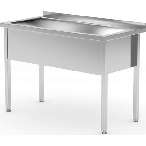 HENDI Tisch mit Einzelwaschwanne – verschweißt, Tiefe 600 mm, Kammerhöhe 300 mm, Profi Line, 1000x600x(H)850mm (1/3)