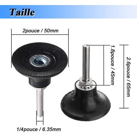 Mesee 4Pcs Plateaux de Polissage 50mm Disc Pad Support de Disque Abrasif de Ponçage Mandrin Polissage avec Tige de 1/4 '' Porte-Disque Rondes à Verrouillage Changement Rapide pour Outil Rotatif (1/4)