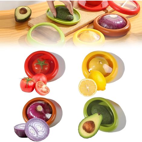 Caja de almacenamiento de frutas de silicona de 4 piezas, caja de almacenamiento de alimentos, recipiente reutilizable para verduras y aperitivos. (1/4)