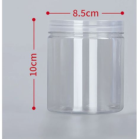(R-500ml)1 bouteille d'emballage en plastique PET transparente vide avec fermeture hermétique, type seau circulaire, bocal à biscuits, boîte de conservation alimentaire scellée, récipient de stockage (1/5)