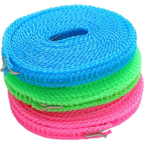 3 pièces 3M corde a linge exterieur Coupe-Vent corde a linge retractable Corde à Linge de Voyage Portable, utilisée pour Les cintres de Camping intérieurs et extérieurs (1/5)