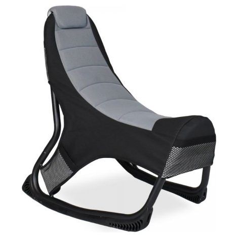 Sedia poltrona gaming in tessuto con base curva colore grigio e nero - Kordi