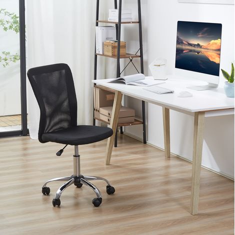 MODFU – Silla de oficina ergonómica sin reposabrazos 43x58 cm con altura ajustable, rotación 360° y espuma de 6 cm – Negro (1/5)