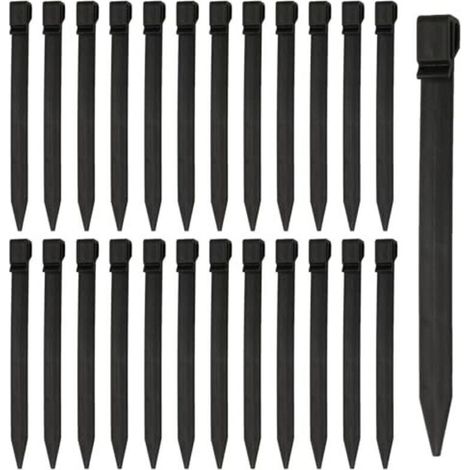 22er-Packung 24,4 cm starke Kunststoffpfähle – Kunststoff-Zeltheringe – Bodenanker mit Haken für schwarze Rasenkanten – Weidezaunpfähle – Landschaftseinfassungen (1/4)