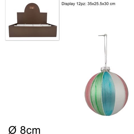 PALLA VETRO DIAMETRO 8 CM FASCE MULTICOLOR