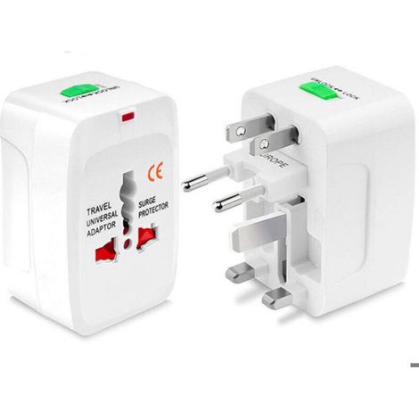Universeller Reiseadapter mit 2 USB-Anschlüssen für EU, Großbritannien, USA und Australien – Kompakt und multifunktional – Schwarz (1/4)
