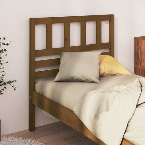 Tête de lit en bois de pin massif marron miel 81 x 4 x 100 cm pour lit sans tête - PANGIVO (1/5)