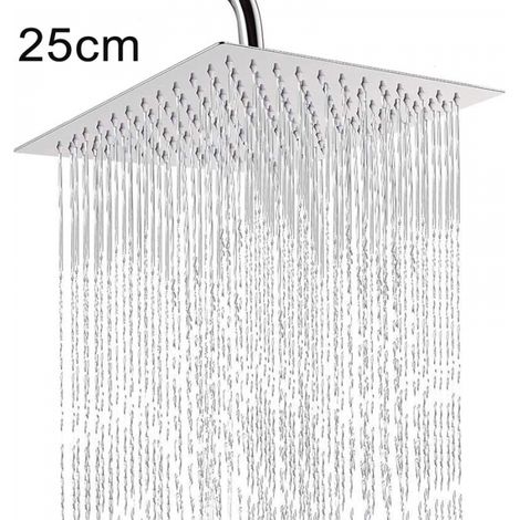 Square Shower Head 25x25cm Ultra-Thin High Pressure Adjustable Rain Shower Head