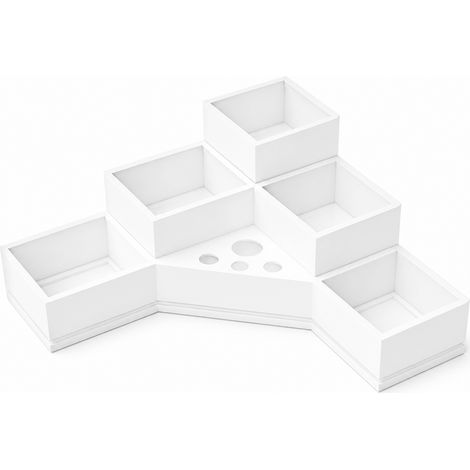 Weißer Badezimmer-Organizer für Kosmetikartikel und Zahnbürsten, 5 Fächer, 4 Löcher (1/3)