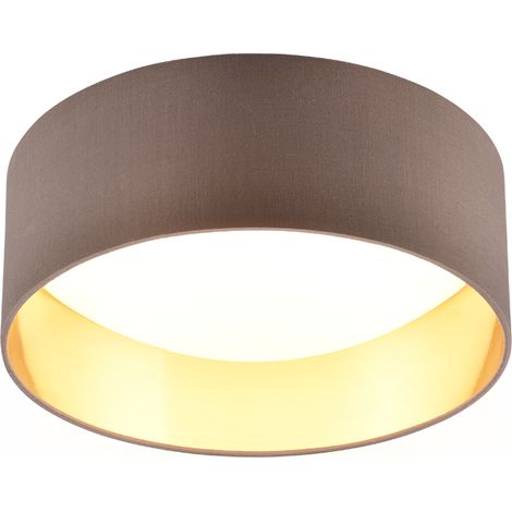 Plafoniera LED, tessuto, taupe, 30x11x30 cm, Locarno (1/4)