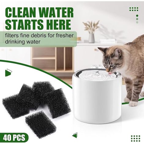 Filtre Fontaine Eau Chat, de Rechange pour à et Chien, Éponge Filtration 35 x 25 9 mm, Noir (1/4)